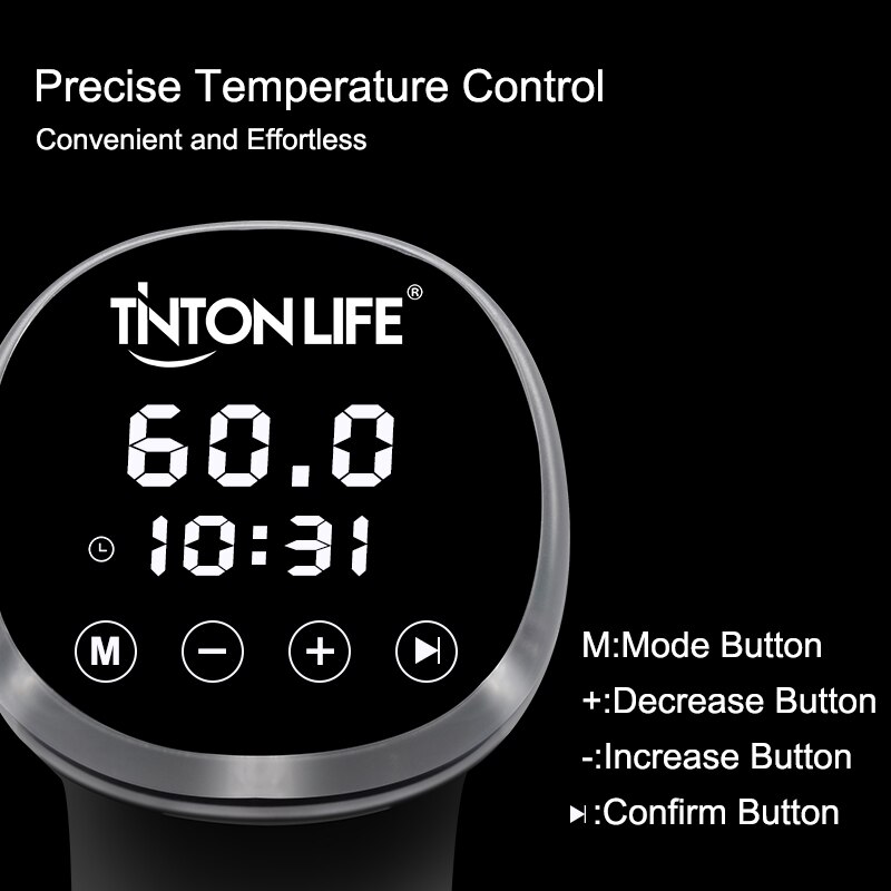 TINTON LIFE IPX7 Waterproof Sous Vide Food Slow Cooker 1200W Immersion Circulator with LCD Digital Accurate Control