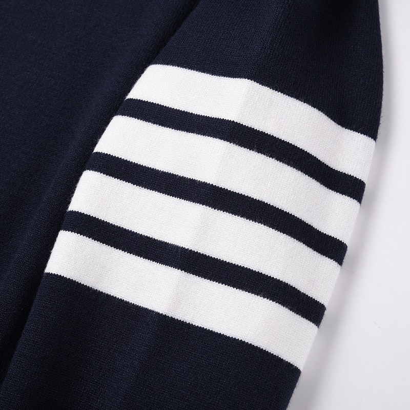 TB THOM Knit Sweater Autumn Winter Men's Sweaters Fashion Brand Slim Casual Coat Women Cotton Striped 4-Bar Pullover TB Sweaters