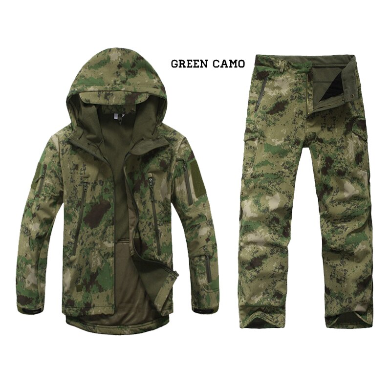 Camouflage Suit Shark Skin Outdoor Hunting Camping Waterproof Windproof Polyester Coats Jacket Hoody TAD Softshell Jacket+pants