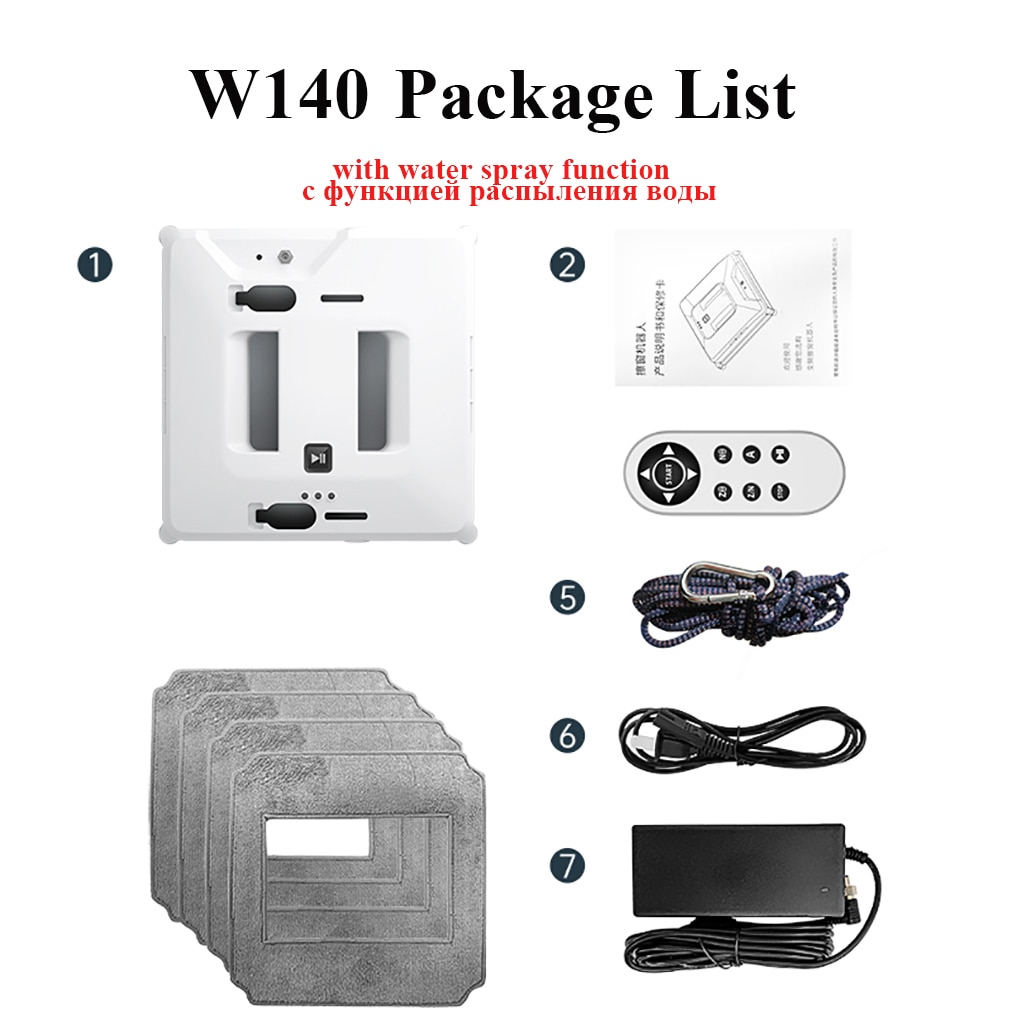 Phoreal W130 Window Cleaner Robot Square High Suction for Window Tile Wall washing, Magnetic Window Cleaner W140 Water Spray