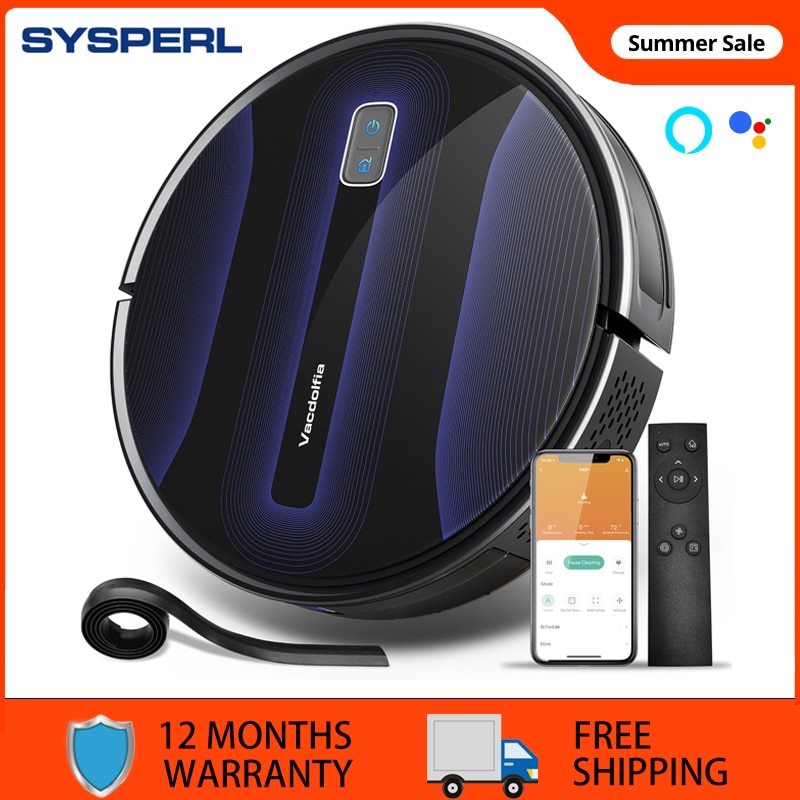 SYSPERL V40P Robotic Vacuum Cleaner Navigation for Home Robot Mopping 2600PA Carpet WIFI APP Virtual Wall 5 Modes Reservation