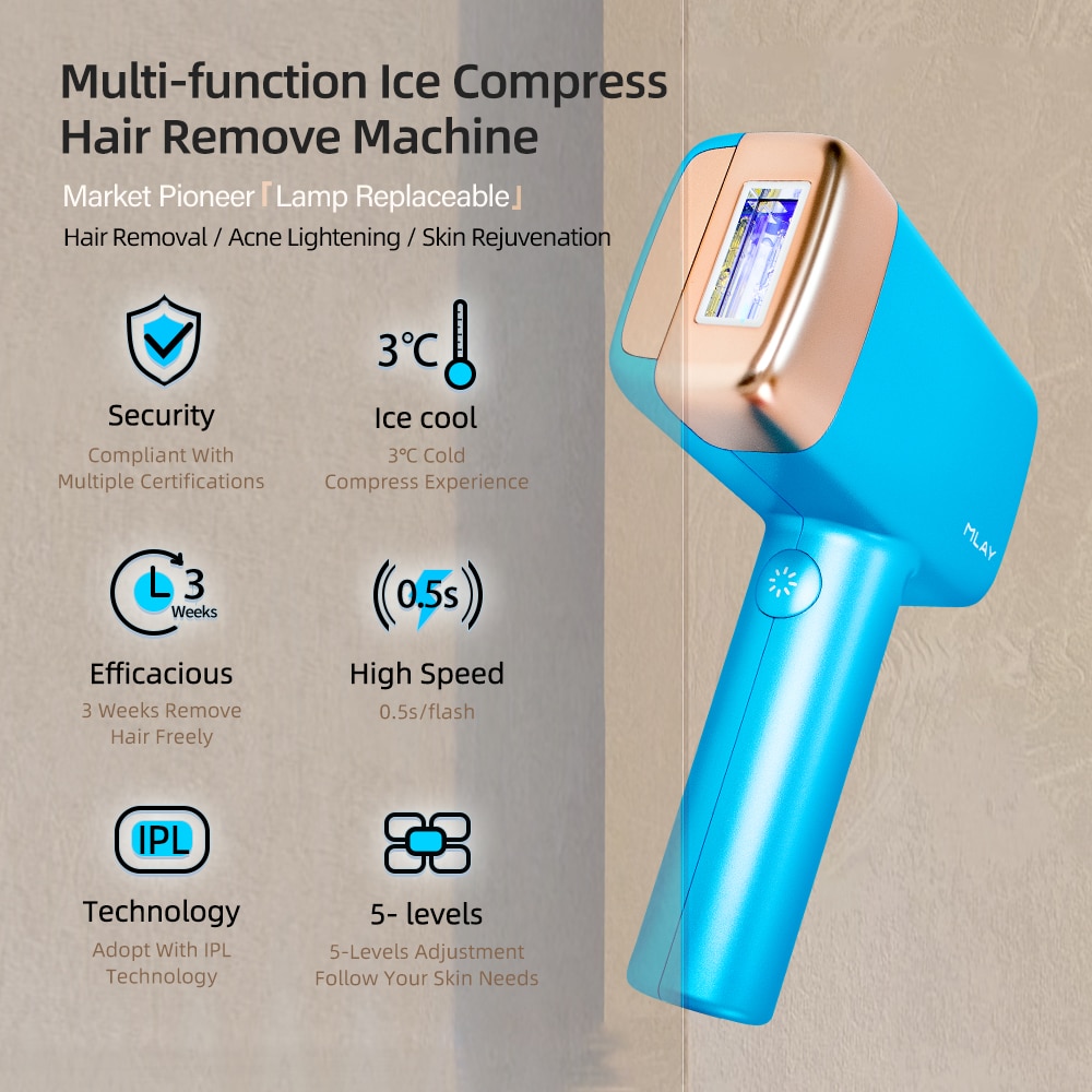 MLAY Laser Mlay T14 Hair Removal IPL Hair Removal ICE Cold Epilator 500000 Flashes 3IN1 Epilator Body Depilador a laser