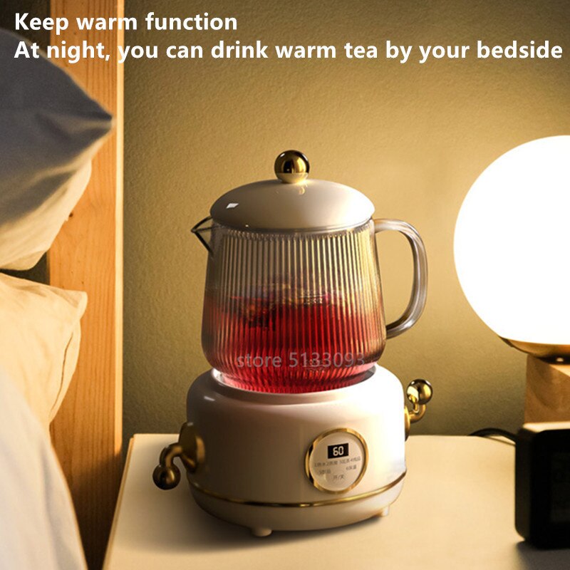 600ml Glass Electric Kettle 220V Anti-dry Fast Boiling Kettle Health Preserving Pot Household Retro Teapot Automatic Thermo Pot