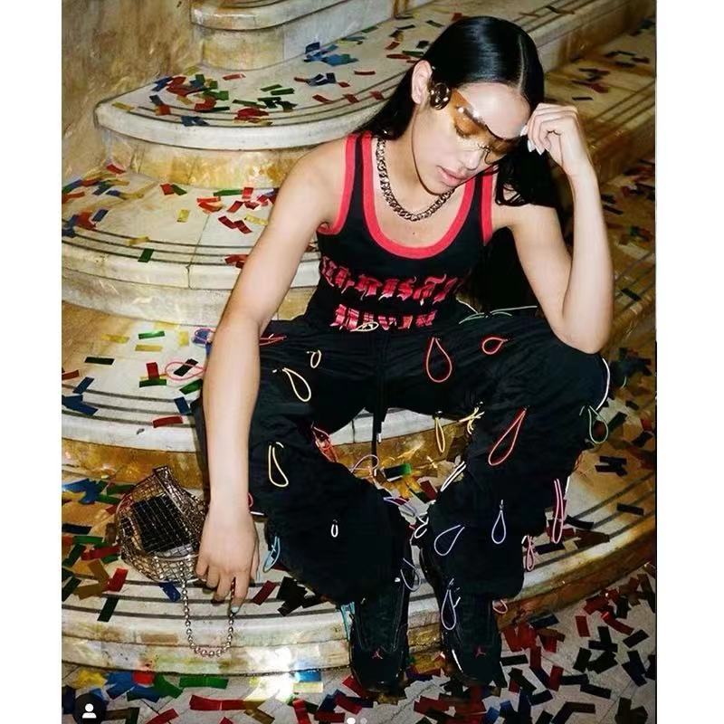 Men's Drawstring Pants Sweatpants Heavy Industry Function Cargo Long Trousers Hip Hop Streetwear Quick Dry Male Wide Leg Pants