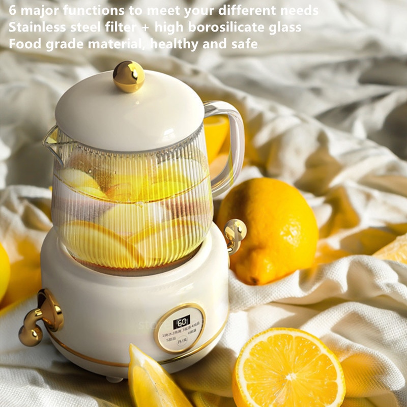 600ml Glass Electric Kettle 220V Anti-dry Fast Boiling Kettle Health Preserving Pot Household Retro Teapot Automatic Thermo Pot