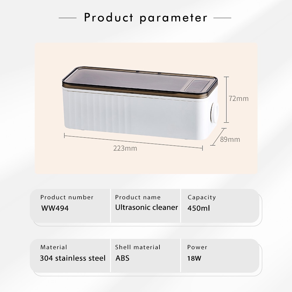 45kHz Ultrasonic Cleaning Machine High Frequency Vibration Wash Cleaner Washing Jewelry Glasses Watch Washing Small Ring