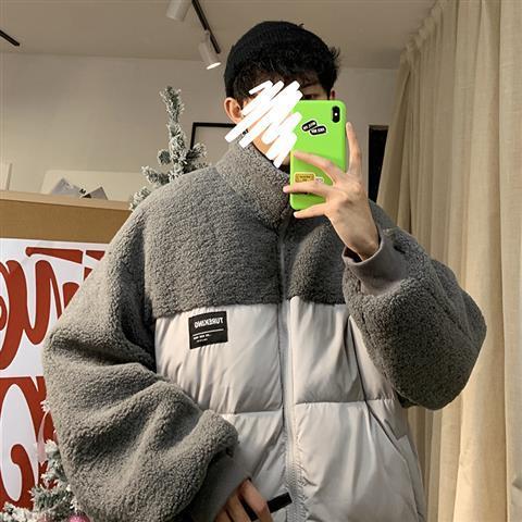 Lamb wool coat men's plus velvet thick winter padded jacket Korean warm cotton bubble coat chaqueta de los hombres puffer jacket