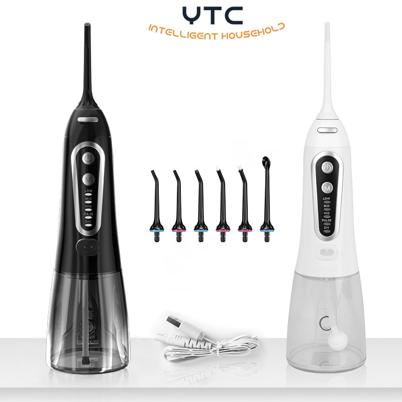 Double Set Oral Irrigator USB Rechargeable 5 Model Water Flosser Dental Water Jet 300ML Water Tank Waterproof Teeth Cleaner