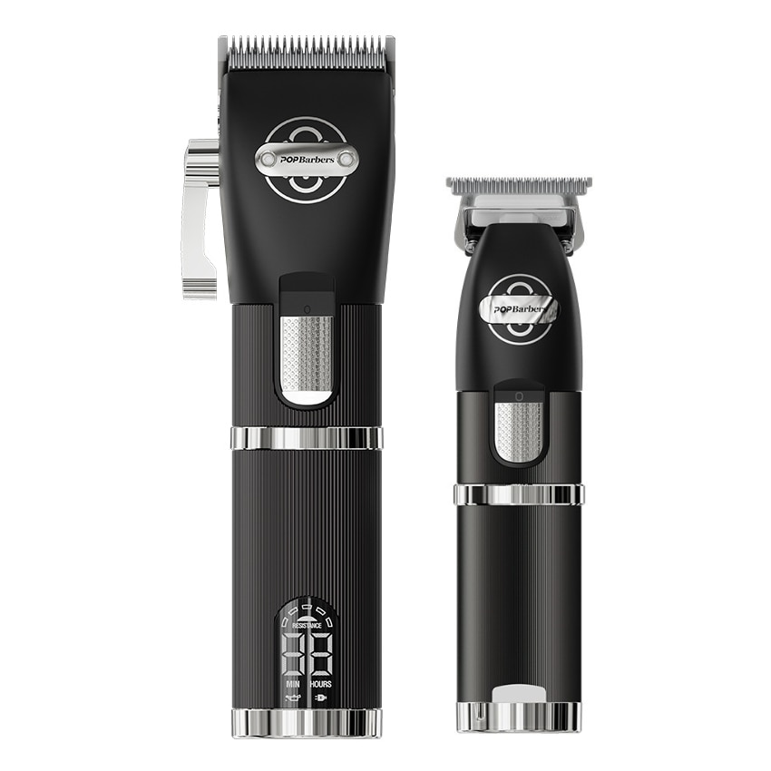 Barber POP Professional Hair Trimmer Black Gold Three-piece Hair Salon Oil Head Gradual Hair Clipper Razor Trimming Hair Cutting