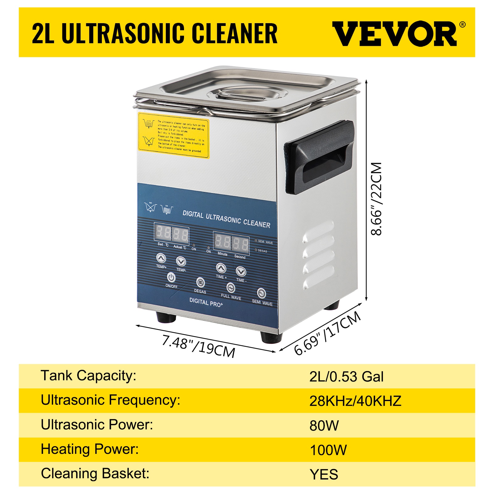 VEVOR 2L 3.2L 6L 10L 22L 30L Ultrasonic Cleaner With Double-Frequence Digital Portable Washing Machine Ultrasound Home Appliance