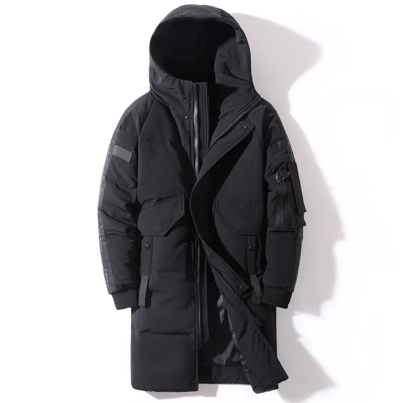 2023 Winter Men's Down Jacket Hooded Fashion Long Parkas Windproof Waterproof Thick Warm Coat
