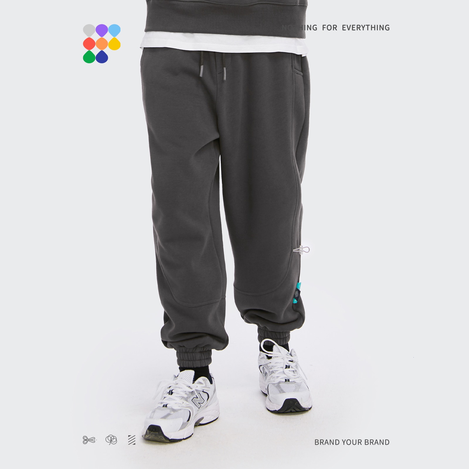 INFLATION Solid Loose Fit Mens Sweatpant Winter Warm Fleece Joggers Pants Unisex Elastic Waist Track Pants 3206W20