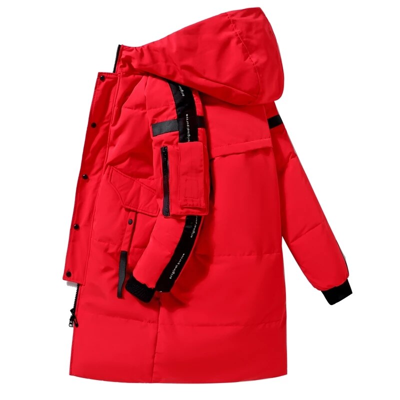 2023 Winter Men's Down Jacket Hooded Fashion Long Parkas Windproof Waterproof Thick Warm Coat