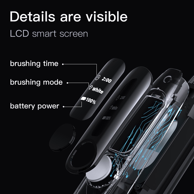 Nandme NX9000 Electric Toothbrush Ultrasonic IPX7 Waterproof Smart LCD display Inductive charging Deep Cleaning Tooth Brush