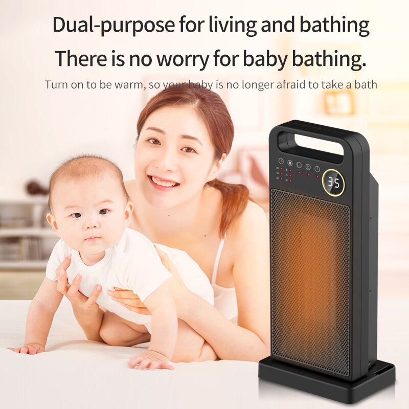 ATWFS PTC Heater for Room Remote Control Electric Heating Touch Screen Heaters Household Vertical 120 Degree Shaking Head Heater