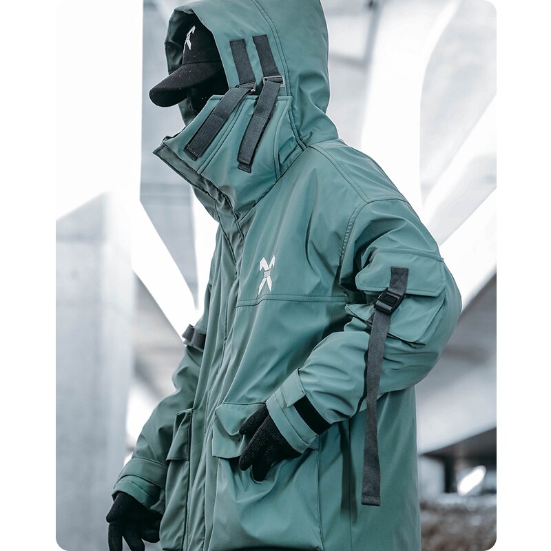 Unisex Male Fish Mouth Hooded Winter Coat Padding Puffer Jacket Heavyweight Men'S Clothes Varsity Harajuku Hiphop High Street