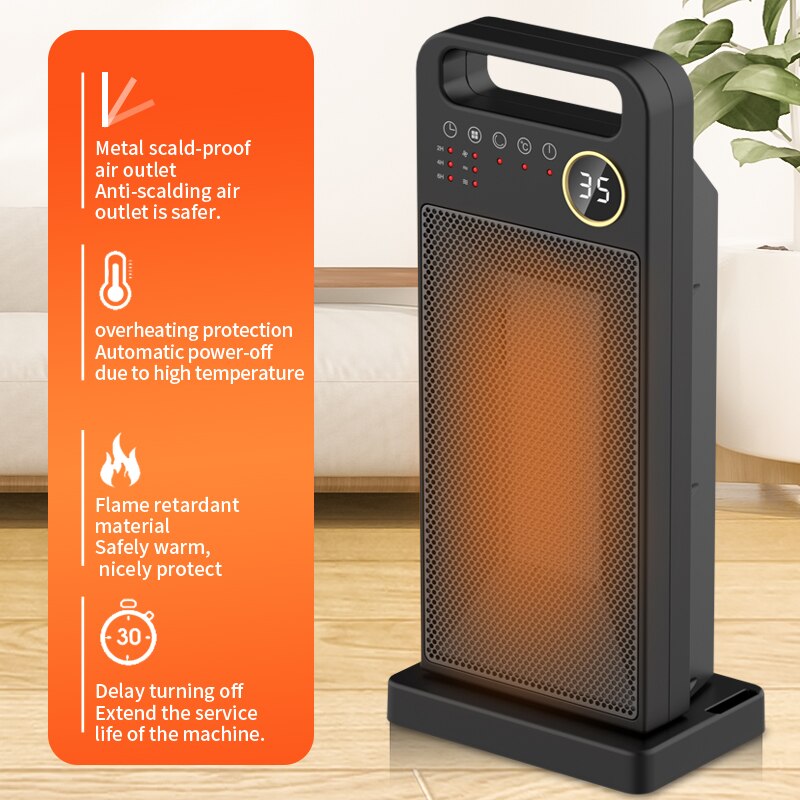 ATWFS PTC Heater for Room Remote Control Electric Heating Touch Screen Heaters Household Vertical 120 Degree Shaking Head Heater