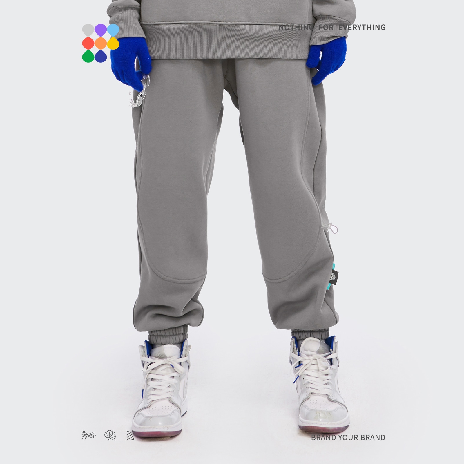 INFLATION Solid Loose Fit Mens Sweatpant Winter Warm Fleece Joggers Pants Unisex Elastic Waist Track Pants 3206W20