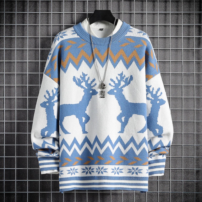 2021 Sweater Men Harajuku Knitted  Pullover Hip Hop Streetwear Cartoon Bear Sweater O-neck Oversize Casual Couple Male Sweaters