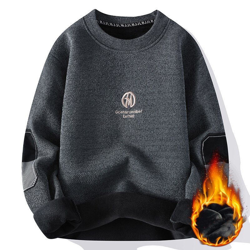 American Retro Designer Warm Soft Sweater Men's Chest Print Pullovers Women Oversize Striped Sleeve Autumn Winter Knit Sweater