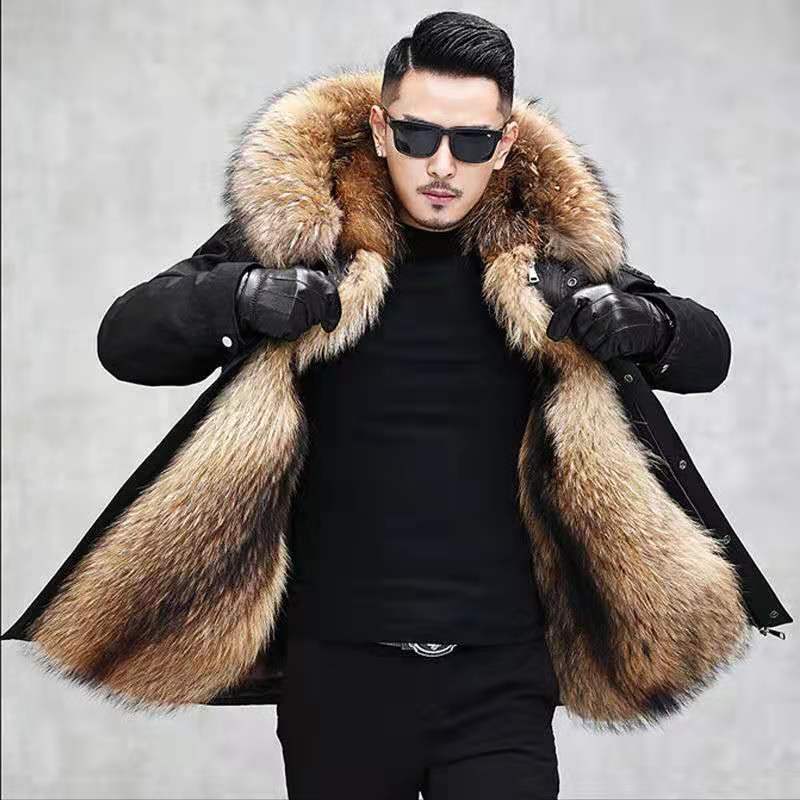 2021 Winter warm coats Men clothing Down Long Waterproof Jackets faux Fox Fur Coat For Man winter Jacket puffer jacket men