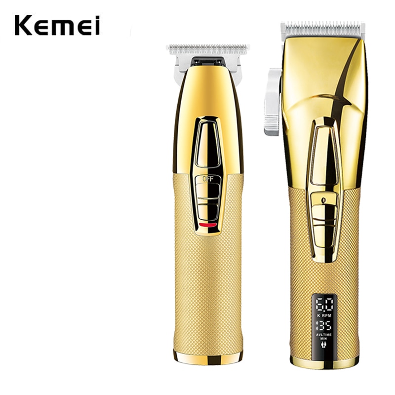 Kemei Professional Hair Clipper Barber Haircut Kit Combos 0mm Hair Trimmer Finish Hair Cutting Machine Electric Shaver Men Razor