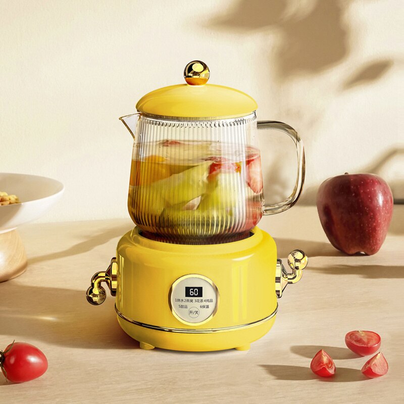 600ml Glass Electric Kettle 220V Anti-dry Fast Boiling Kettle Health Preserving Pot Household Retro Teapot Automatic Thermo Pot