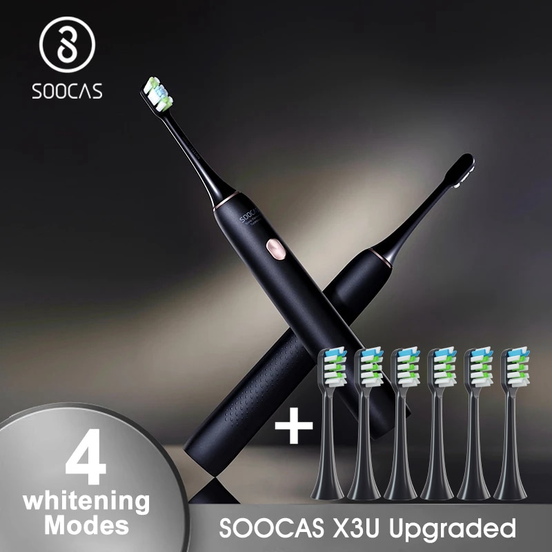 SOOCAS New Upgraded X3U Sonic Electric Toothbrush Soocare Ultrasonic Automatic Fast chargeable Adult With 7 Tooth Brush Heads