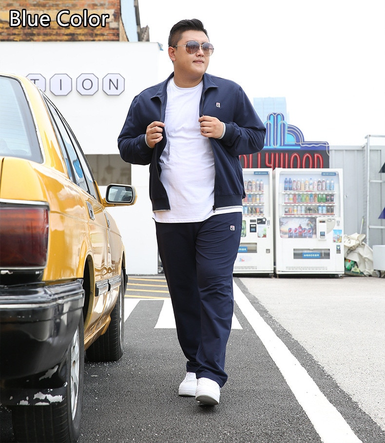 Tracksuit Men Set Autumn Spring Clothes Plus Size 6XL 7XL 8XL 9XL Jacket Sport Sportswear Straight Pants Male 2 Piece Track Suit