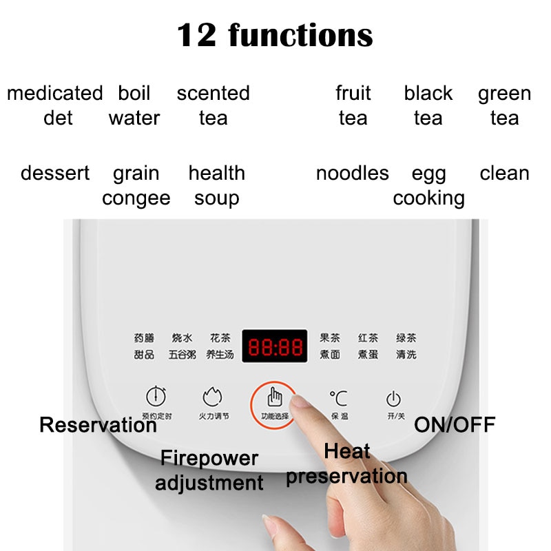 220V Jiuyang health pot multi-functional flower teapot glass stew tea pot 1.5L Portable Mini Multi Cooker Tea Dessert Cooker