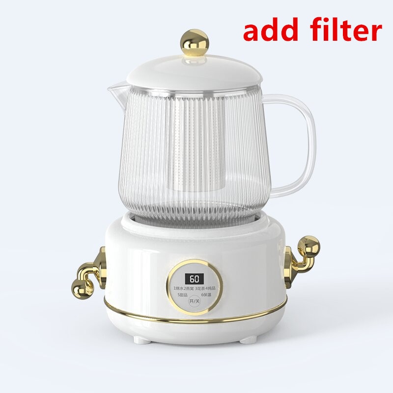 600ml Glass Electric Kettle 220V Anti-dry Fast Boiling Kettle Health Preserving Pot Household Retro Teapot Automatic Thermo Pot