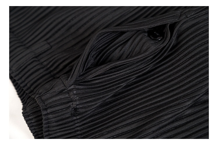 IEFB /men's wear Japanese stretch fold fabric thin style loose wide leg pants straight pleated casual pants for male Y3059 JF150