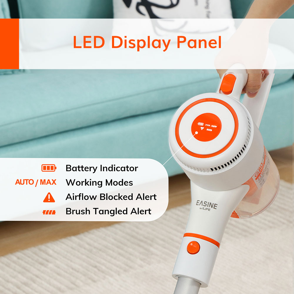 ILIFE G80 Cordless Handheld Vacuum Cleaner, 22000pa Suction, 45 mins Runtime,LED Illuminate, 45mins Runtime, Home Appliance