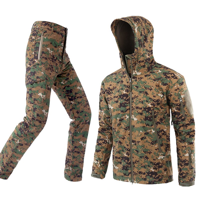 Camouflage Suit Shark Skin Outdoor Hunting Camping Waterproof Windproof Polyester Coats Jacket Hoody TAD Softshell Jacket+pants