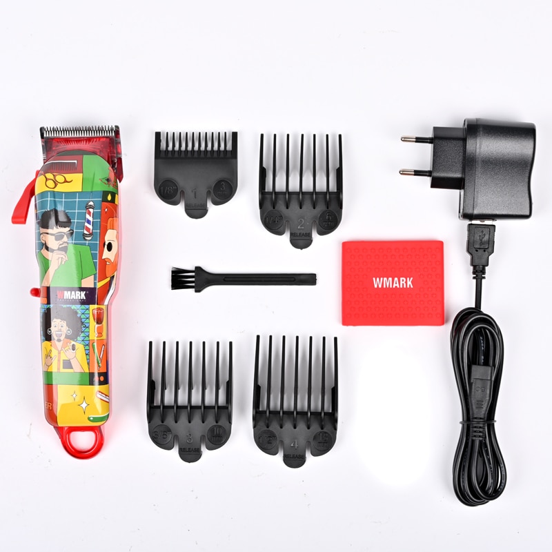7300 RPM, NEW WMARK NG-128 Doodle Design Rechargeable Hair Clipper Cartoon Style Professional Cord & cordless