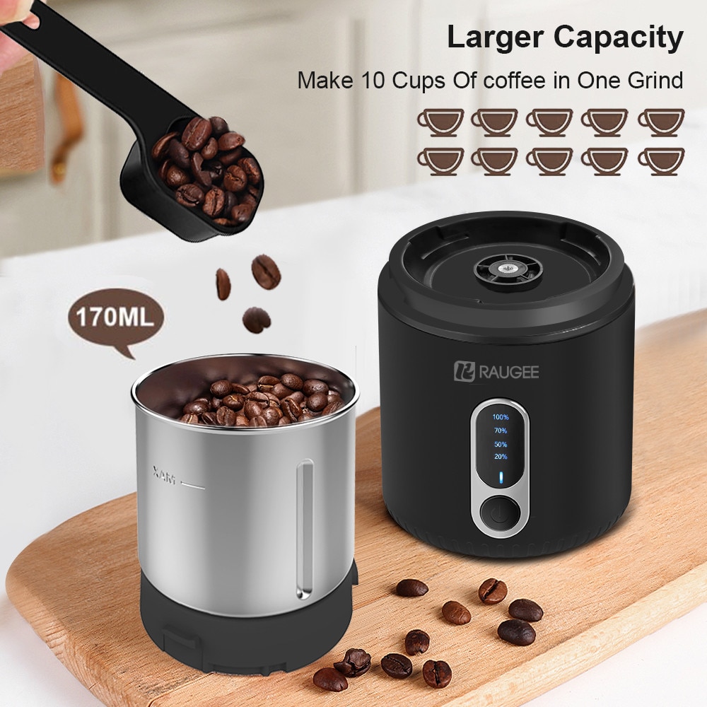 Coffee Grinder Electric Automatic Grinding Cordless Portable Coffee Bean Grinder Rechargeable PM06 Stainless Steel Espresso Mill