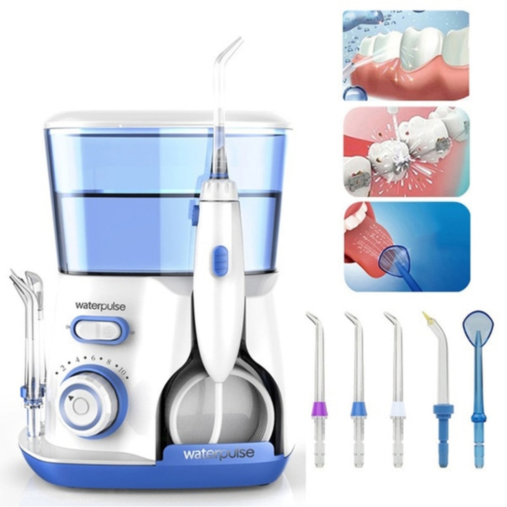 Waterpulse Oral Irrigator V300G 5pcs Tips Dental Water Flosser Electric Cleaner 800ml Oral Hygiene Dental Flosser For Oral Care
