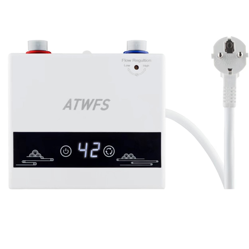 ATWFS Tankless Instant Water Heater 220v Electric Heaters for Home Kitchen for Bathroom Shower Hot Heater