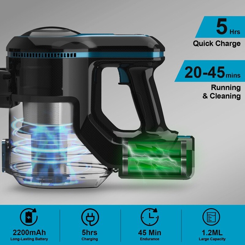 INSE Wireless Vacuum Cleaner 12KPa Suction Power, Removable Battery,Large Dustbin Household Cordless Vacuum Aspirateur