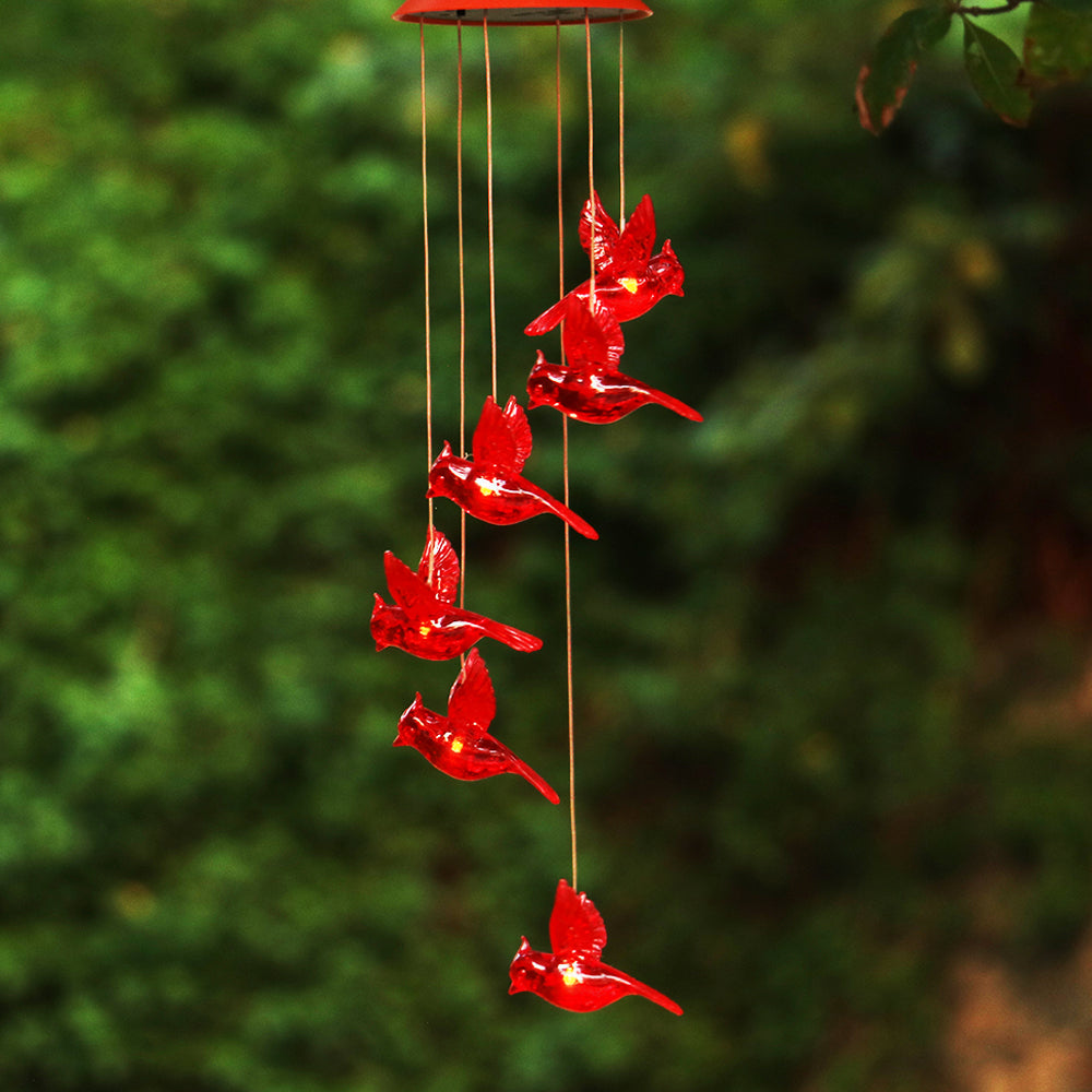Solar Cardinal Wind Chime Light