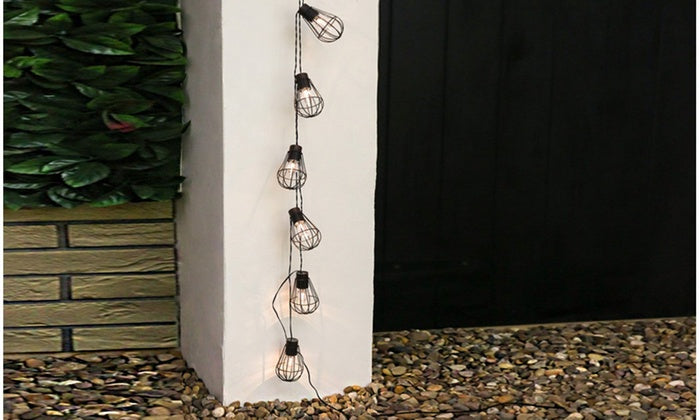 Solar Cage Lantern String Lights