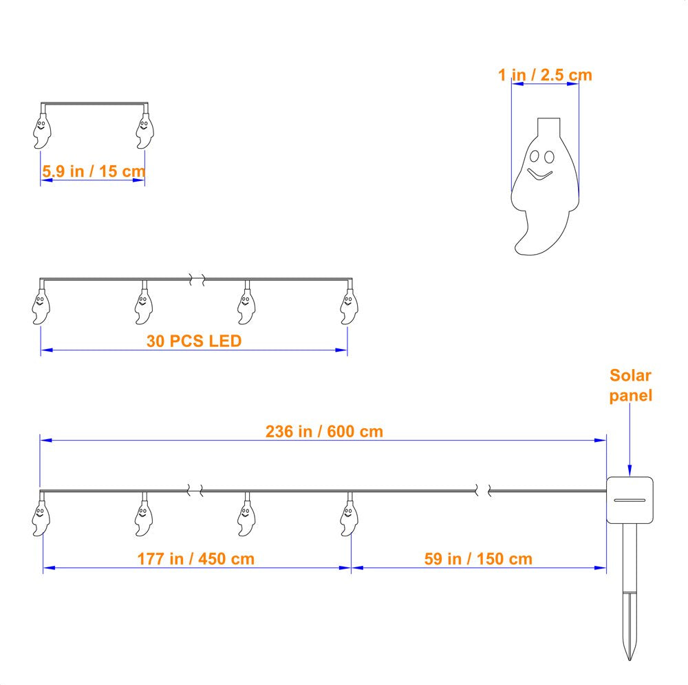 Solar 30 LED Cute Ghost Lights
