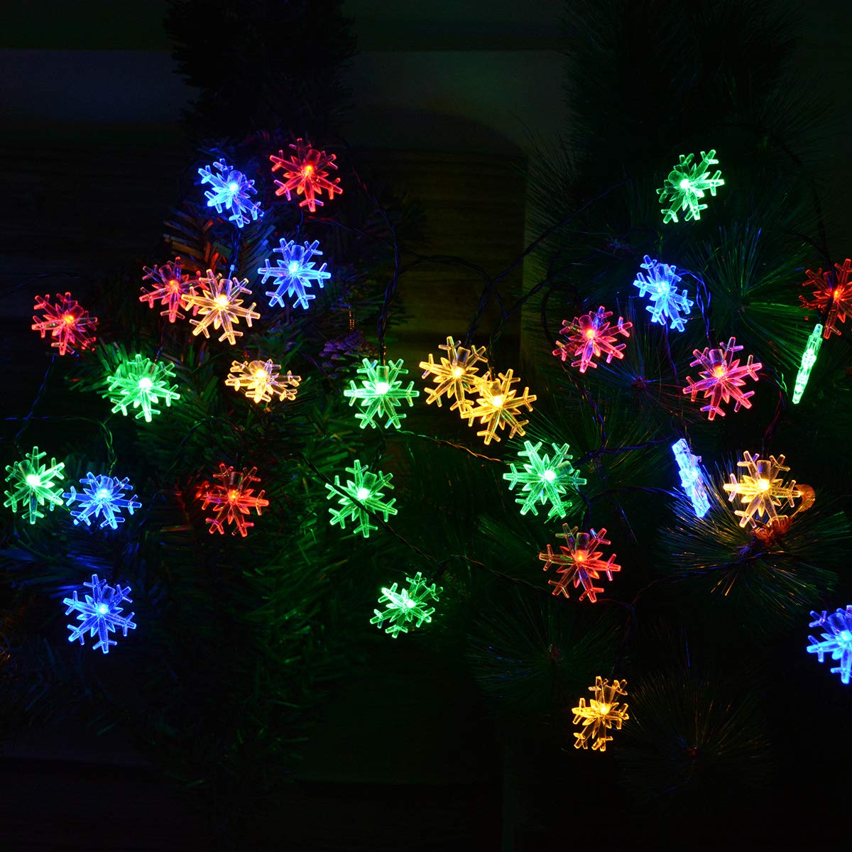 Solar Powered Christmas Snowflake String Lights