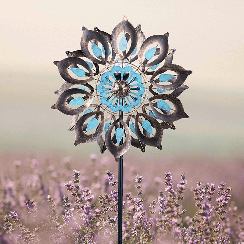 Copper-Colored Metal Lily Wind Spinner