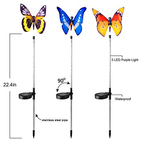 3 Pack Solar Butterfly Stake Light