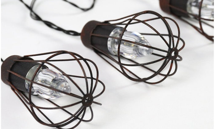 Solar Cage Lantern String Lights