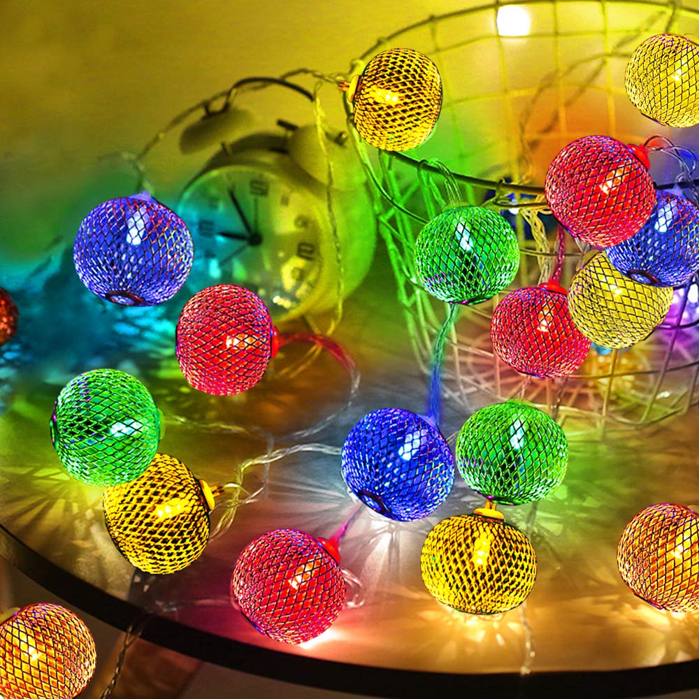 Solar Metal Mesh Ball String Light
