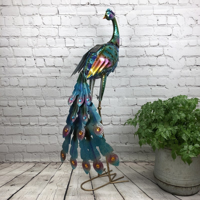 Solar Powered Majestic Peacock Garden Statue
