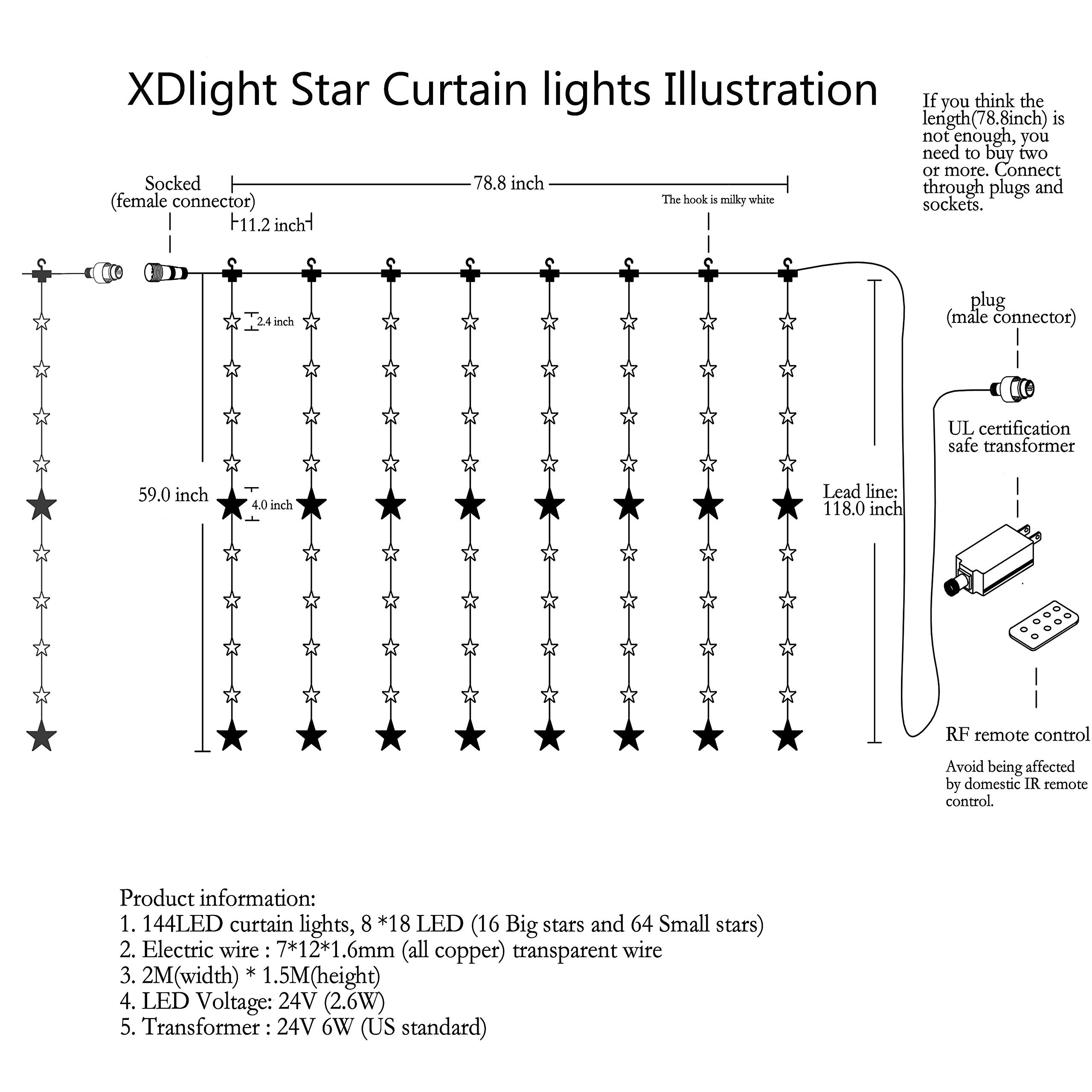 144 Led Christmas Star Decor String Lights