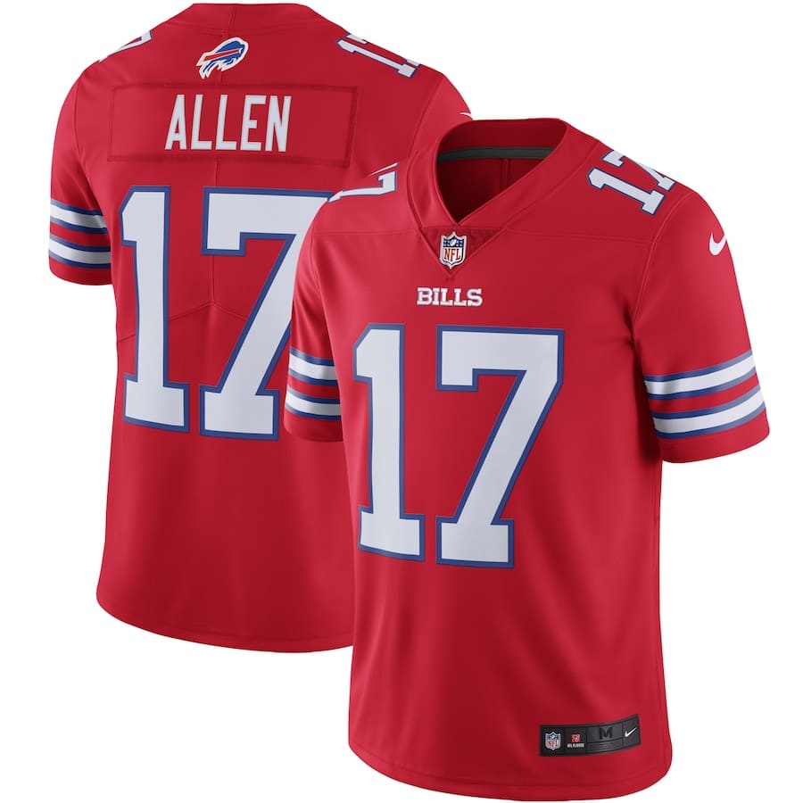 Buffalo Bills Josh Allen Red Color Rush Vapor Limited Jersey